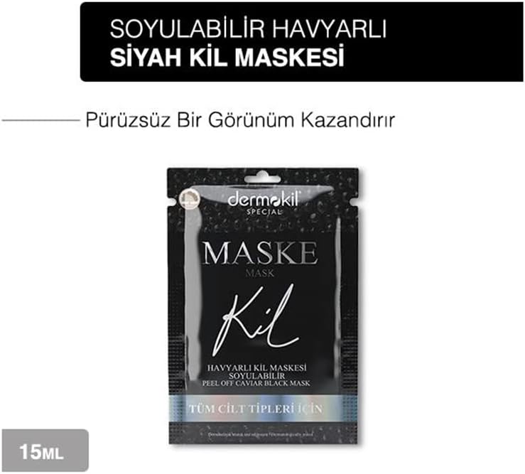 Soyulabilir Havyarlı Siyah Kil Yüz Maskesi Tüm Cilt Tipleri İçin 15 ml x 3 Adet