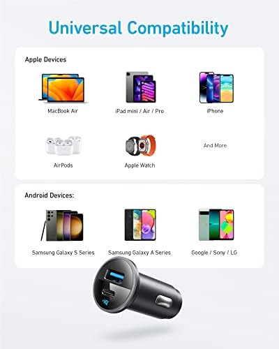 Alternative view of 323 Araç Şarj Cihazı, 52.5W, USB-C portu maksimum 30W, USB-A portu ise 22.5W şarj gücü, 14 Pro sadece 25 dakikada%50 şarj, S23 sadece 27 dakikada%50 şarj