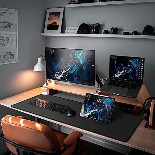 Mouse Pad, Dikişli Kenar, Kaymaz Taban, Büyük Boy Pürüzsüz Yüzey, Baskısız Ofis Tipi Masa Koruyucu, Ergonomik Mouse Ped (90x40 cm - XX Large, Siyah)