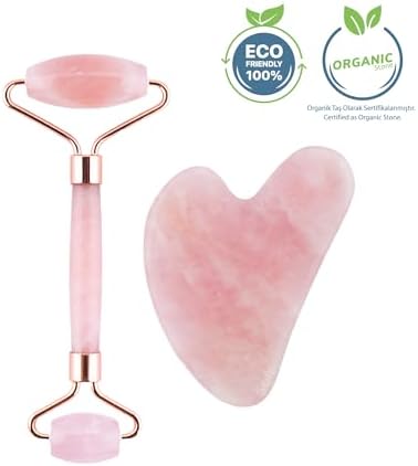 Alternative view of Seay Pembe Kuvars Roller Pembe Quartz Kalp Guasha Yüz Masaj Aleti Keseli Masaj Seti Doğal Taş
