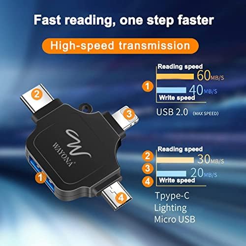 4'Ü 1 Arada Otg Adaptörü Bellek Konnektörü, Otg Adaptörü, Siyah
