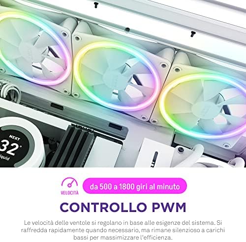 Alternative view of NZXT F140 RGB ikili paket – 2 x 140 mm çift taraflı RGB fan, RGB denetleyicili – 20 ayrı ayrı adreslenebilir LED – dengeli hava akışı ve statik baskı – beyaz
