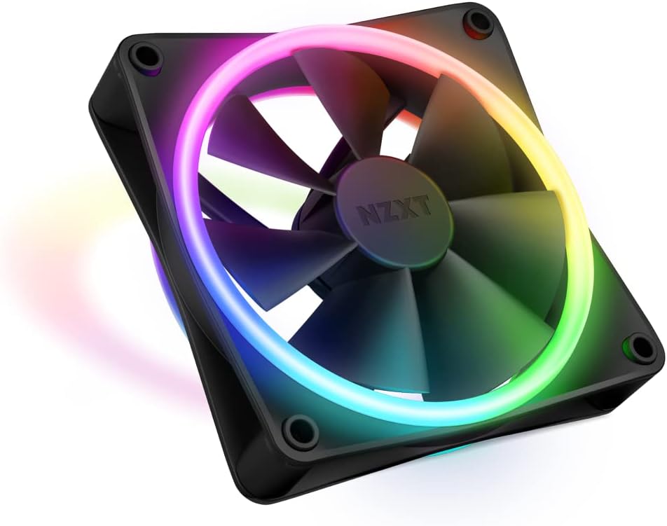 NZXT F120 RGB Duo – 120 mm çift taraflı RGB fan – 20 ayrı ayrı adreslenebilir LED – dengeli hava akışı ve statik basınç – Fluid Dynamic Bearing – PWM Control – siyah