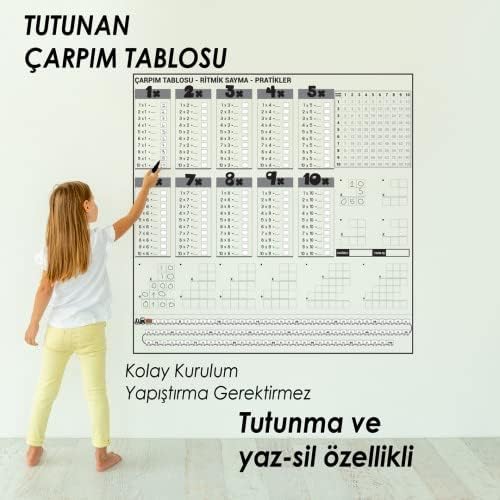 Alternative view of Çarpım Tablosu Elektrostatik Akıllı Kağıt Yazı Tahtası (100 cm x 100 cm)