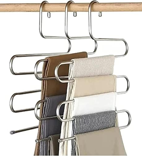 TOPTAN Pantalon Askısı Metalik Dolap İçi Akıllı Krom Askı Çok Katlı Pantolon Askısı (5 Katlı)