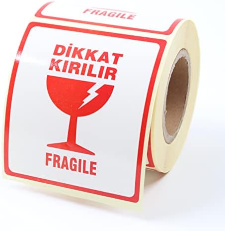 Alternative view of Hazır Kırılır Etiketi, Fragile Label 70mm x 80mm Ruloda 250 Adet Koli İçin Çıkartma Güvenlik Etiketi, Dikkat Kırılır Uyarı