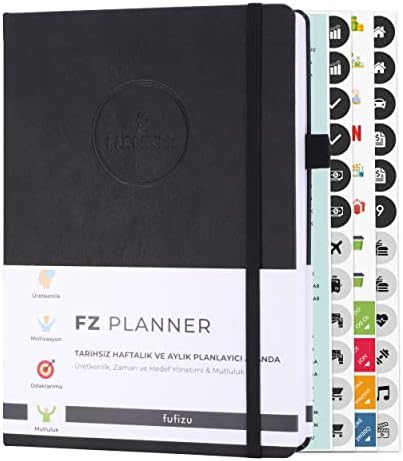 Fz Tarihsiz Haftalık Planlayıcı Deri Ajanda, Siyah