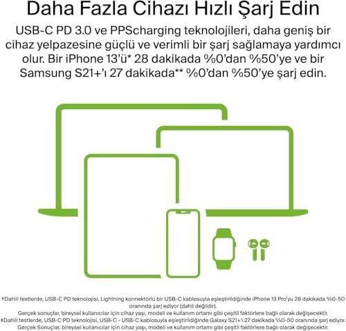 Alternative view of Type C Girişli 3.0 Hızlı Şarj Aleti, Tüm Serilerle Uyumlu Şarj Aleti Kablo Adaptör Set, Telefonunuzu Tanır ve Maksimum Hızda Şarj Eder· Güvenli Şarj İçin Akım Korumalı (/Divex)