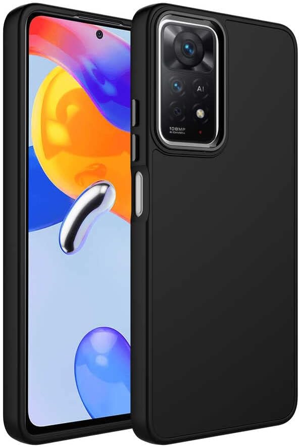 11 Pro Kılıf Siyah Luma Metal Kamera Lens Çerçeveli Kapak Orijinal Esnek Dayanıklı Darbe Karşıtı Koruyucu Yeni Nesil Tasarım (11 Pro, Siyah)