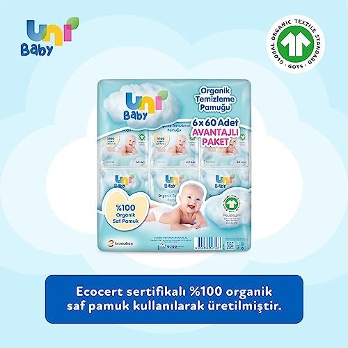 Uni Baby Bebek Temizleme Pamuğu 6*60 Adet