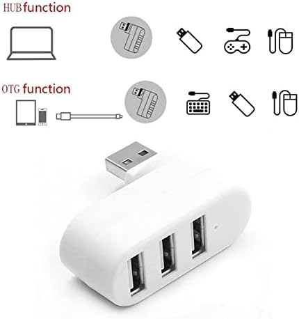 3 Portlu USB 2.0 Hub Döner Kafalı Splitter Hub Adaptör Beyaz