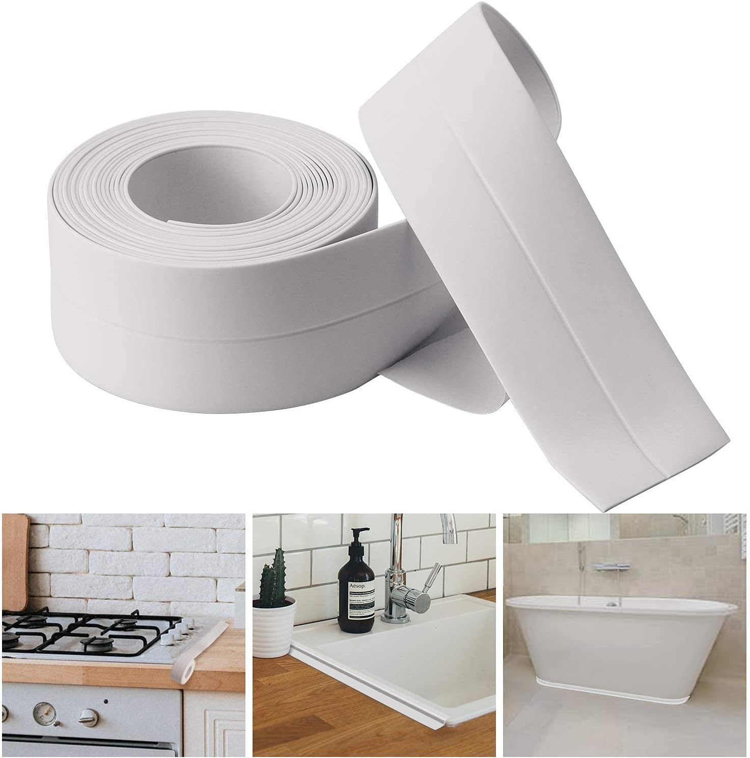 Sızdırmazlık Bandı Banyo Mutfak Lavabo Küvet Duş Teknesi Su Geçirmez Kenar Bant (320 cm)