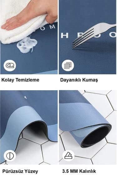 Sihirli Su Emici Banyo Paspası Kaymaz Tabanlı Abdest Paspası