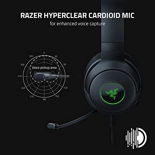 Kraken V3 X Kablolu USB Oyun Kulaklığı: Hafif Yapı - Triforce 40mm Sürücüler - HyperClear Kardioid Mikrofon - 7.1 Surround Ses - Chroma RGB Aydınlatma - Siyah
