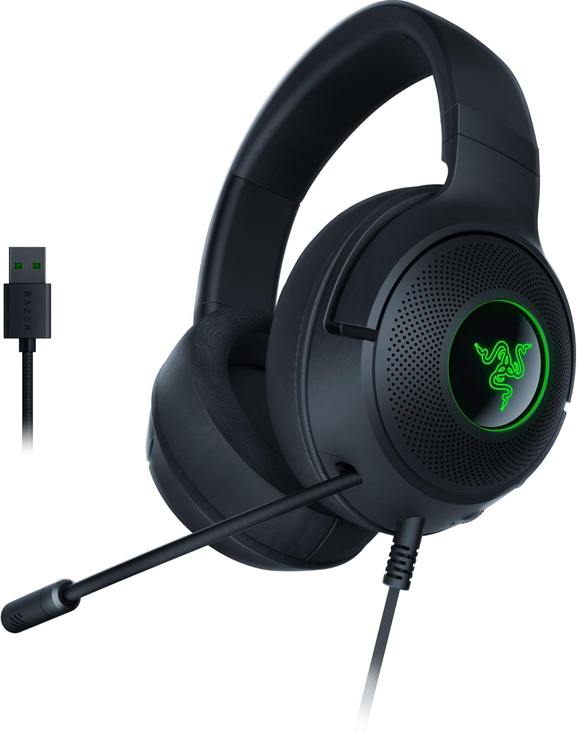 Alternative view of Kraken V3 X Kablolu USB Oyun Kulaklığı: Hafif Yapı - Triforce 40mm Sürücüler - HyperClear Kardioid Mikrofon - 7.1 Surround Ses - Chroma RGB Aydınlatma - Siyah