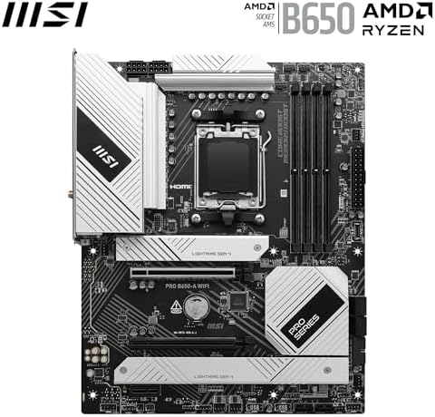 Alternative view of MSI PRO B650-A WIFI AM5 DDR5 7600MHZ(OC) HDMI DP 3x M.2 USB 20 Gbps 2.5G LAN WI-FI 6E ATX