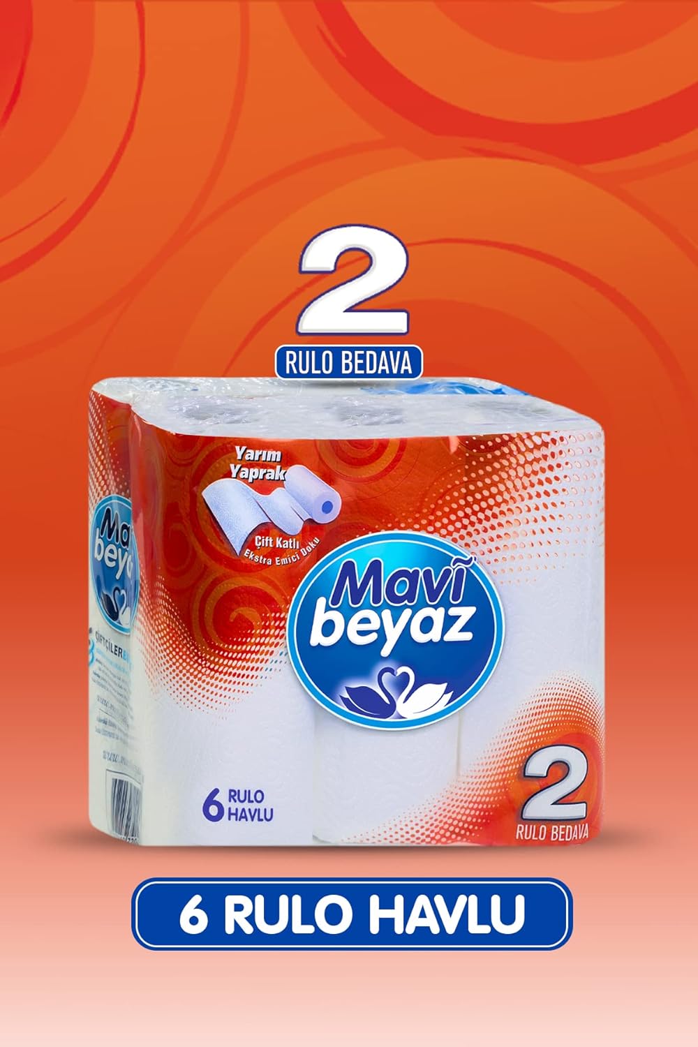 Alternative view of Mavi Beyaz Çift Kat Havlu, 6'lı