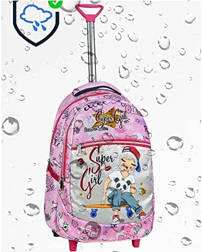 Çekçekli ilkokul Ortaokul Kız Çocuk Okul Çantası Sırt çantası Beslenme çantalı 2li Set Süper Pembe Çanta Pembe Gri