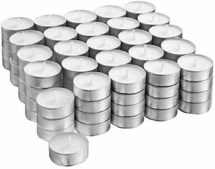 TEALIGHT 50 ADET, çaydanlık mumu, beyaz, 4 saat yanma süresi