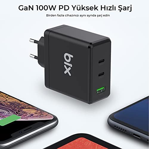 Alternative view of Bix BX3P100G GaN 100W PD 2* Type-C + QC 4.0 1* USB-A Girişli Gelişmiş Şarj Teknolojisi ile Donatılmış Şarj Adaptörü