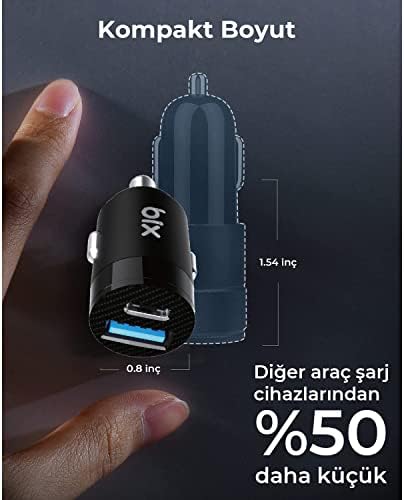 Alternative view of Bix BXAC65C 65W PD Type-C & 18W USB-A Girişli Çift Portlu Hızlı Şarj Özellikli Araç İçi Şarj Cihazı Siyah