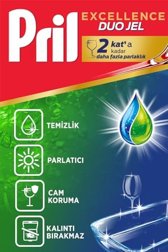 Pril Excellence Duo Jel Bulaşık Makinesi Deterjanı 900ml 50 Yıkama Yağ Çözücü
