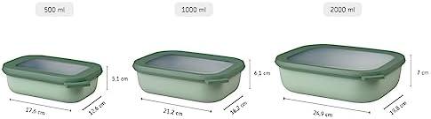 - Multi Bowl Cirqula Rectangular - Kapaklı Saklama Kabı - Buzdolabı için hava geçirmez saklama kutusu ve mikrodalga fırın kabı olarak uygundur - 2000 ml - Canlı Yeşil