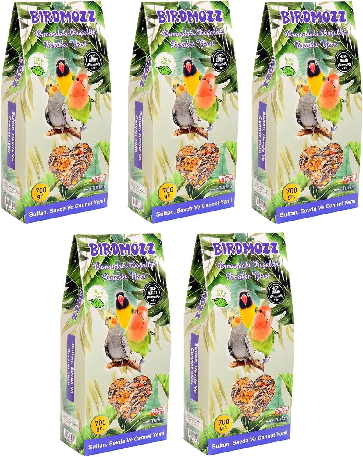 Alternative view of BirdMozz Premium Vitaminli Paraket Cennet Ve Sevda Kuşu Yemi 700 Gr X 5 Ade