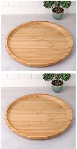 Alternative view of 2 Adet 20 cm Bambu Ahşap Yuvarlak Pasta Kahvaltı Servis Sunum Tabağı