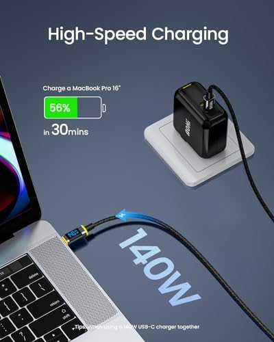 Alternative view of 140 W USB C Kablosu, Ekranlı, Magline Naylon 1,2 m Tip C Hızlı Şarj Kablosu - 15 Pro Max, Galaxy, MacBook Pro/Air, iPad Pro/Air, ve Daha Fazlası ile Uyumlu