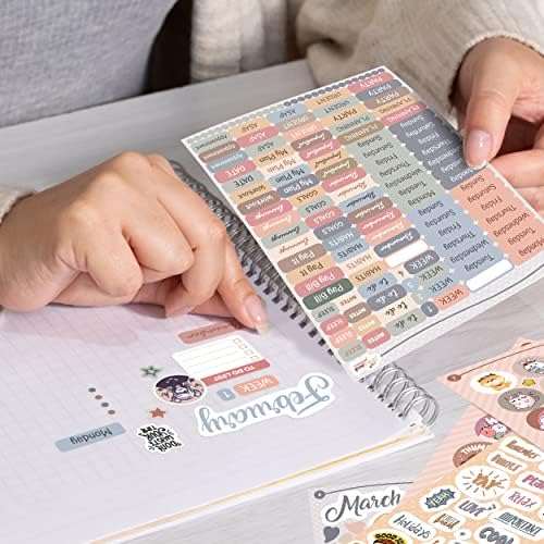 Set - 1500+ Adet Çıkartma - Takvim, Ajanda, Günlük, Planlayıcı, Not Defteri, Journal için Düzenleyici Etiketler - - Stickeralbum - 3 Aylık Book