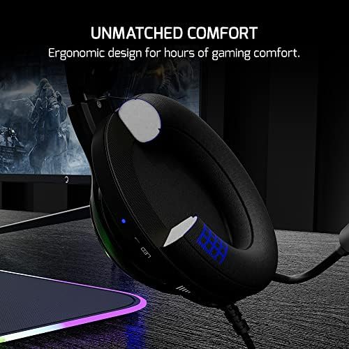 GAMEPOWER Kugon USB Gaming Headset - 7.1 Virtual Surround, Wired Led Headphones with 50MM Drivers,, 360 Spatial Audio, Noise Cancelling Mic for PC, Laptop,