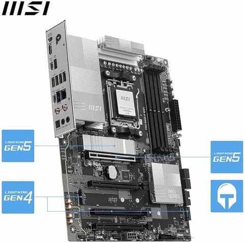 Alternative view of MSI PRO B850-P WIFI Anakart, ATX - AMD Ryzen 9000/8000 / 7000 İşlemcileri, AM5 - DDR5 Bellek Arttırmayı (8200+ MT/s OC), PCIe 5.0 x16 ve 4.0 x16, M.2 Gen5, Wi-Fi 7, 5G LAN'ı destekler