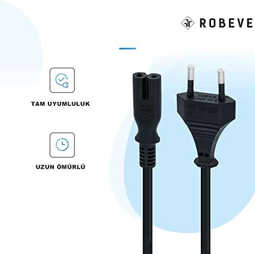 PS3 / PS4 / PS5 / XBox Series S-X Uyumlu Güç Kablosu 1.5 Metre 2Pin Güç Kablosu Projeksiyon - Monitör - Tv 2Pin Güç Kablosu