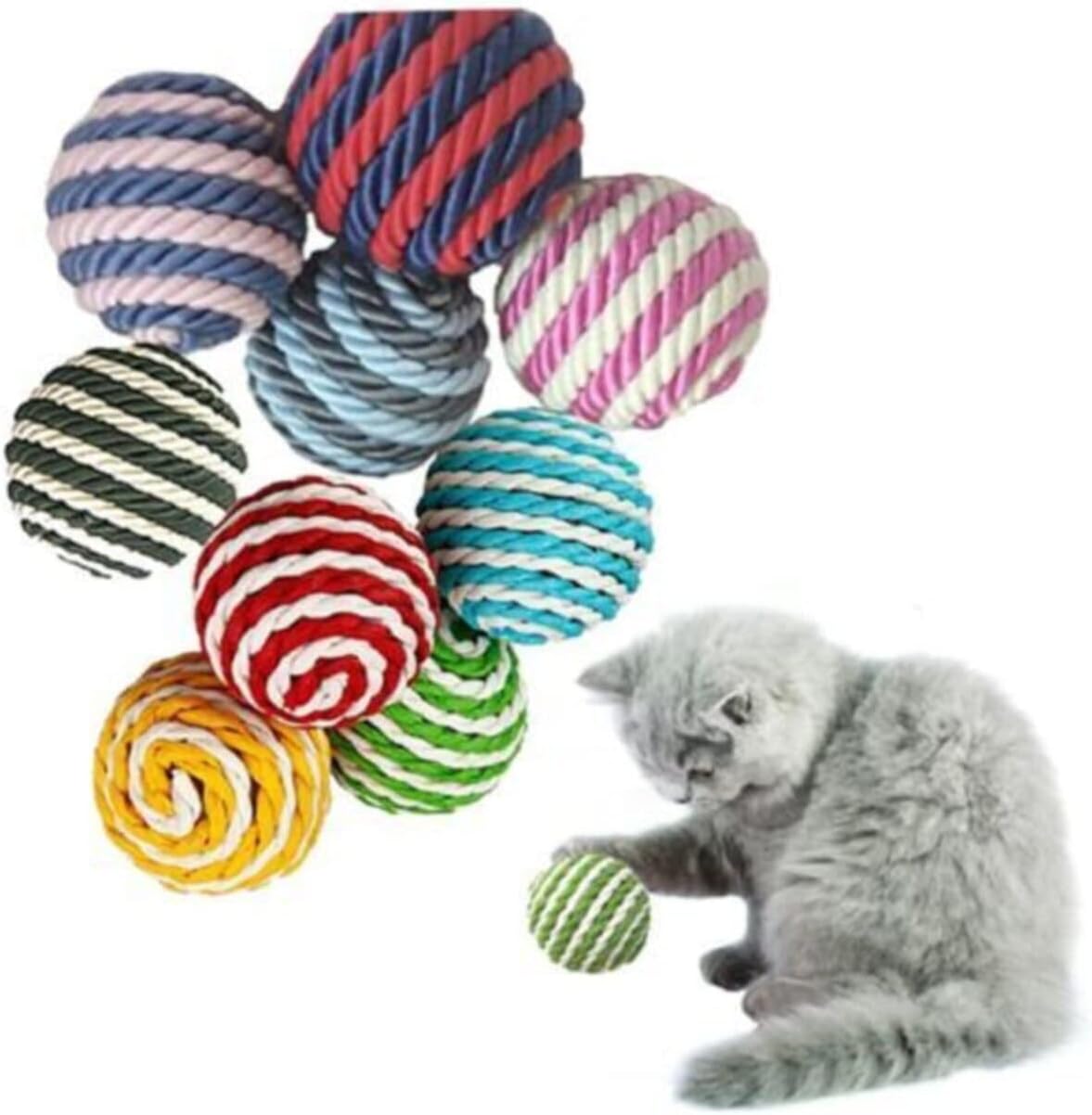 İp Sarma Renkli Kedi Oyun Topu 4 Cm Kedi Oyuncağı (1 Adet)