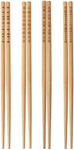 TREBENT Yemek Çubukları, 4 Çift, Bambu