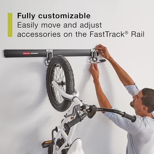 FastTrack Garaj Saklama Bisiklet Saklama Seti, 3 Parça, Hepsi Bir Arada Ray Kanca Kiti Düzenleyici, Garaj/Duvar/Kulübe için Ağır Hizmet Tipi