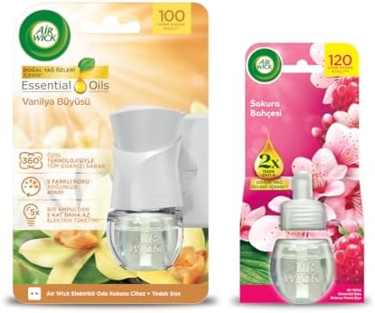 Air Wick Elektrikli Oda Kokusu Vanilya Kit (Cihaz + Yedek Şişe) + Sakura Bahçesi Yedek Şişe