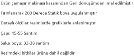 Alternative view of Metal saksı Büyük bitki Ağaç Saksısı Fırınlanmış Statik Boyalı Boy 33-38 Santim Çap 45-55 Santim