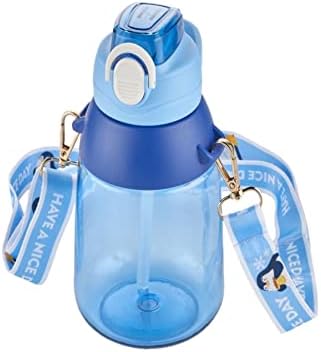 Taşıma Askılı Pipetli 800 ml Çocuk Su Matarası Hediyeli Mavi