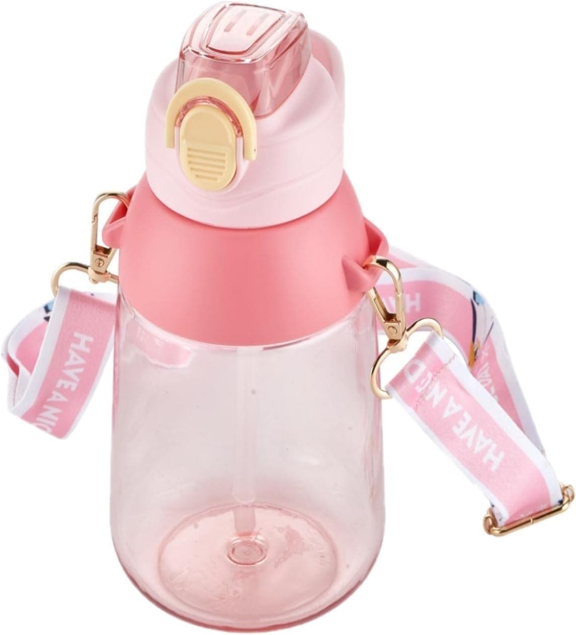 Taşıma Askılı Pipetli 800 ml Çocuk Su Matarası Hediyeli Pembe