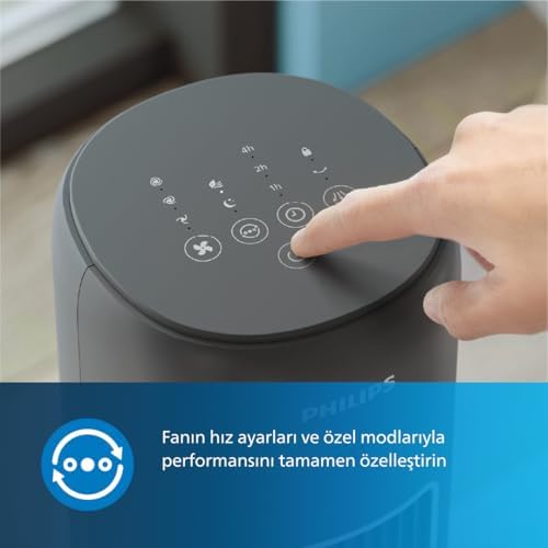 5000 Serisi Kule Tipi Fan, 105 cm ince tasarım, Uzaktan kumanda, Zamanlayıcı, 3 Hız, 3 Mod, 40W, Güçlü ve Sessiz Hava Akışı, Aromaterapi İçin Uygun, Koyu Gri (CX5535/11)