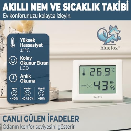 Alternative view of Dijital Oda Termometresi ve Nem Ölçer – LCD Ekranlı, Kompakt Higrometre, İç Mekan Sıcaklık ve Nem Takibi, Mıknatıslı & Ayaklı & Duvar Tipi Kullanım – Mutfak, Bebek Odası, Ofis, Sera için Uygun