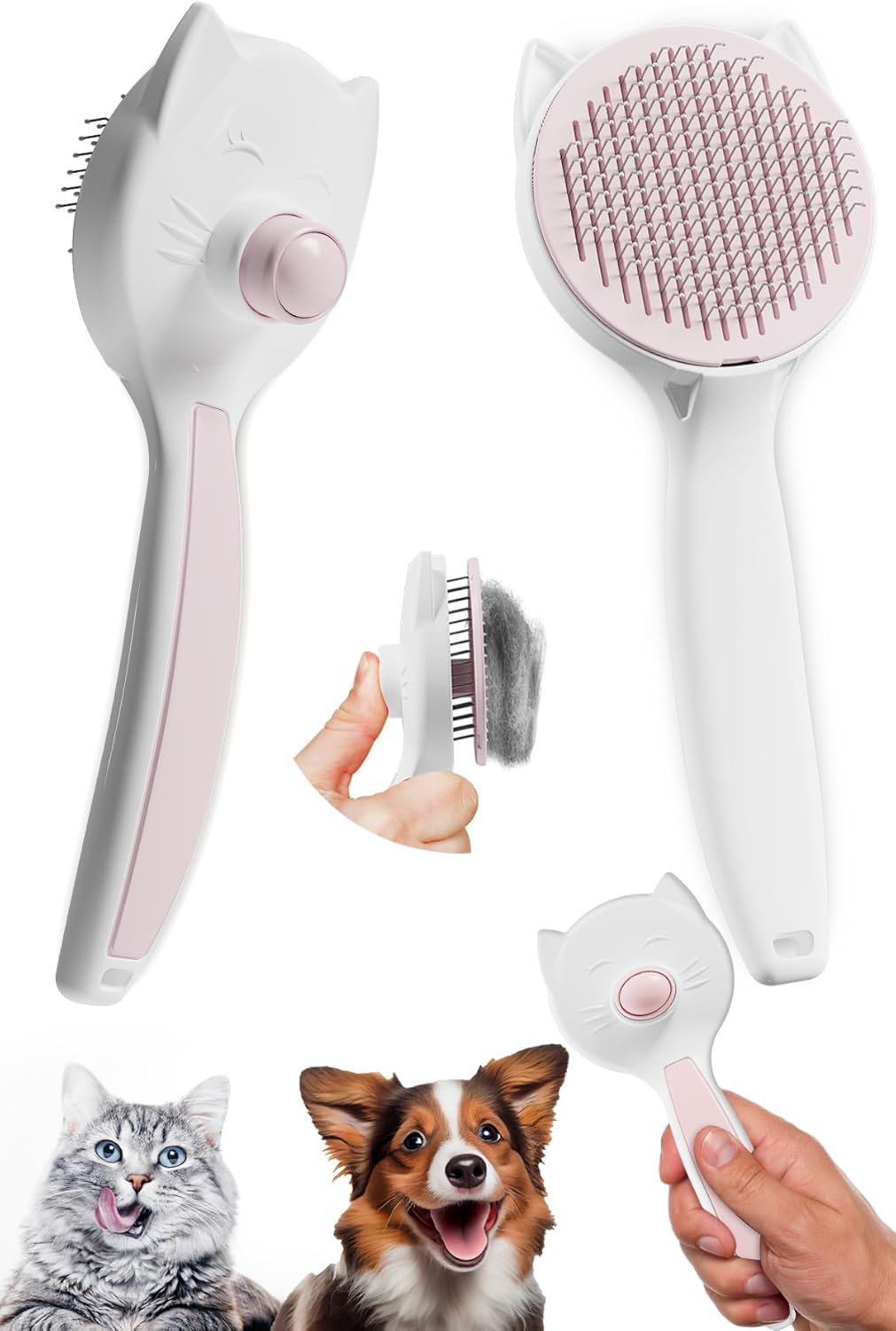 Alternative view of Kedi Köpek Otomatik Temizlenen Tuşlu Tüy Toplayıcı Tarak Basmalı Kedi Köpek Fırçası Evcil Pet Hayvan Tüy Kıl Toplama Fırçası
