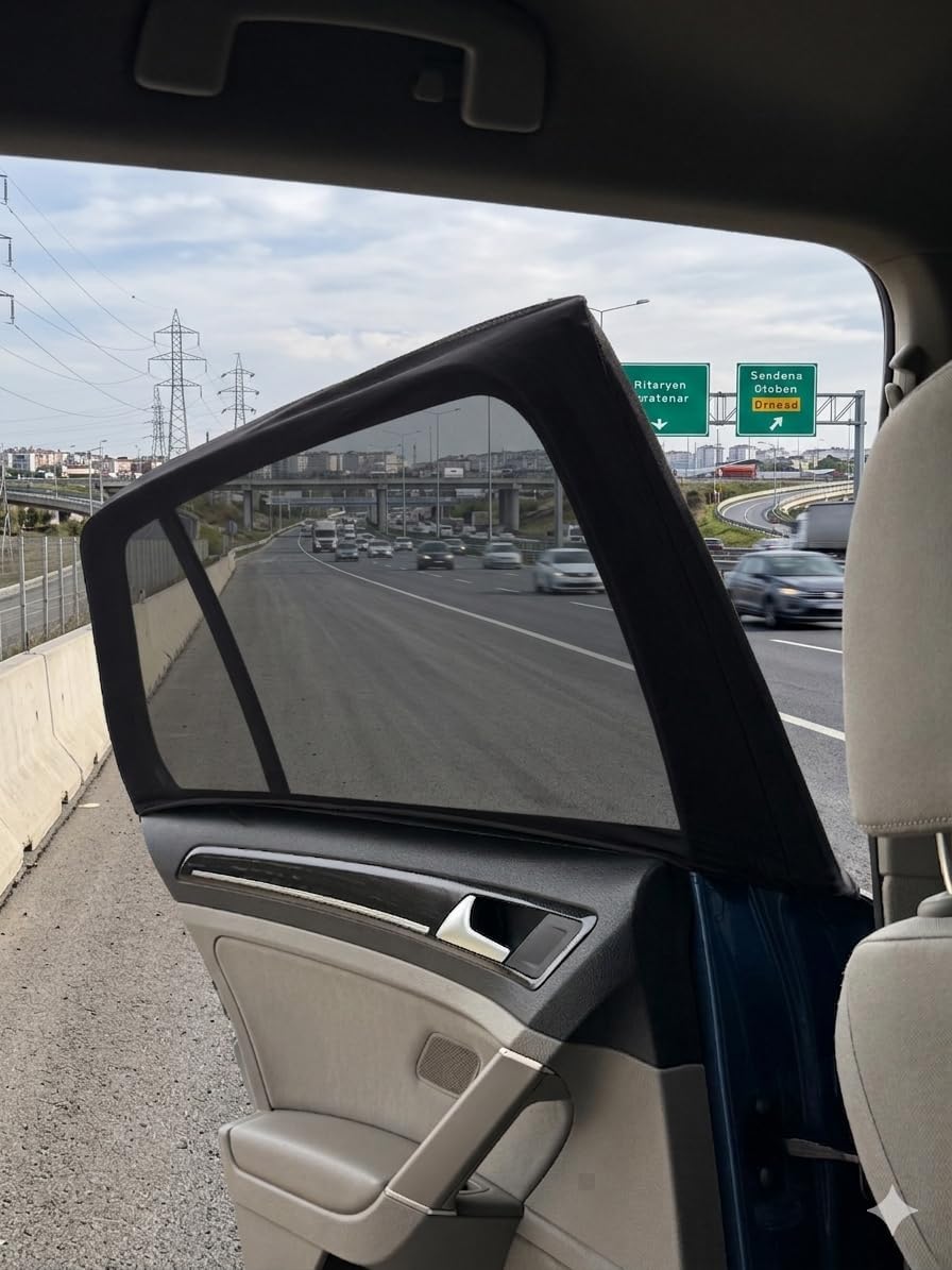 Alternative view of 2 Adet Araç Güneşlik Araba Perdesi Yan Cam Perde Güneş Önleyici Oto İçi Güneşliği İçin Sinekliği