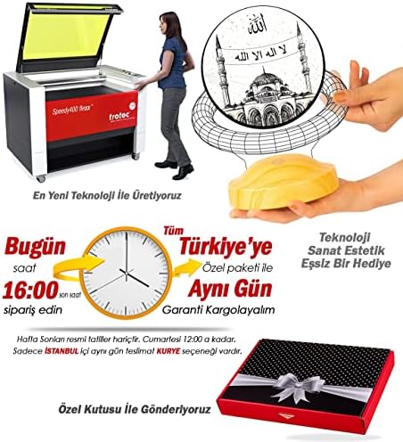 Alternative view of Kişiye Özel İsim Soyisim ve Mahya Yazısı Yazılabilen Camii 3D Led Lamba