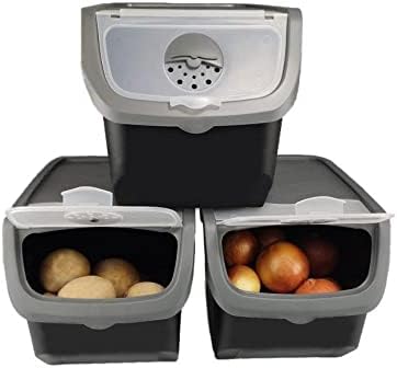 Alternative view of 3'lü Soğan Patates Saklama Kabı 12 Litre - Gri