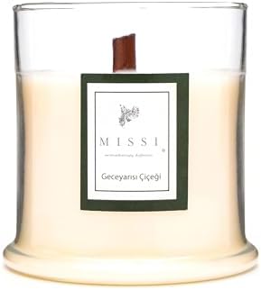 Alternative view of Büyük Üfleme Cam Ahşap Fitilli Geceyarısı Çiçeği Vegan Mum (380 gr)