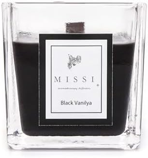 Alternative view of Large Siyah Ahşap Fitilli Vanilya Vegan Mum (8X8 cm)