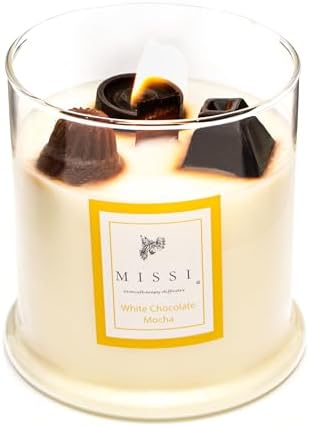 Alternative view of Büyük Üfleme Cam Ahşap Fitilli Whıte Chocolate Mocha Vegan Mum (380 gr)
